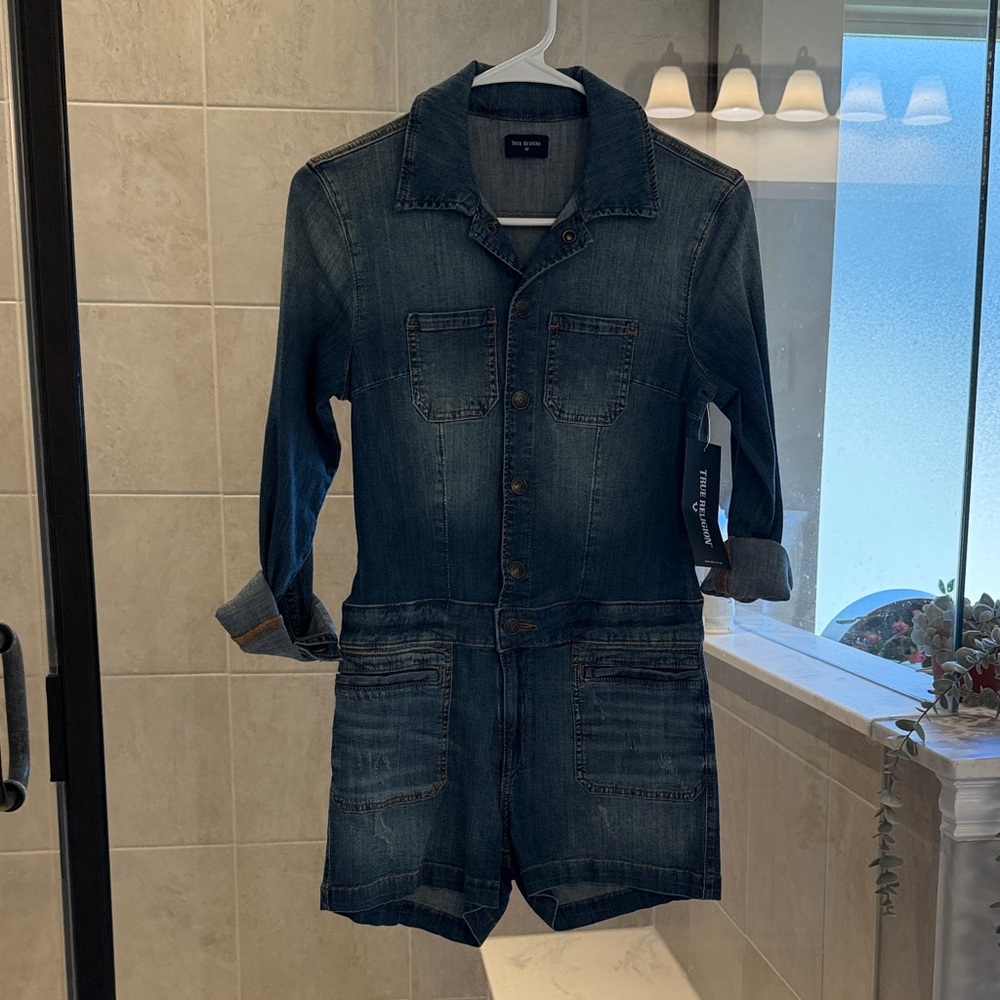 True Religion Dark Blue Denim Jumpsuit